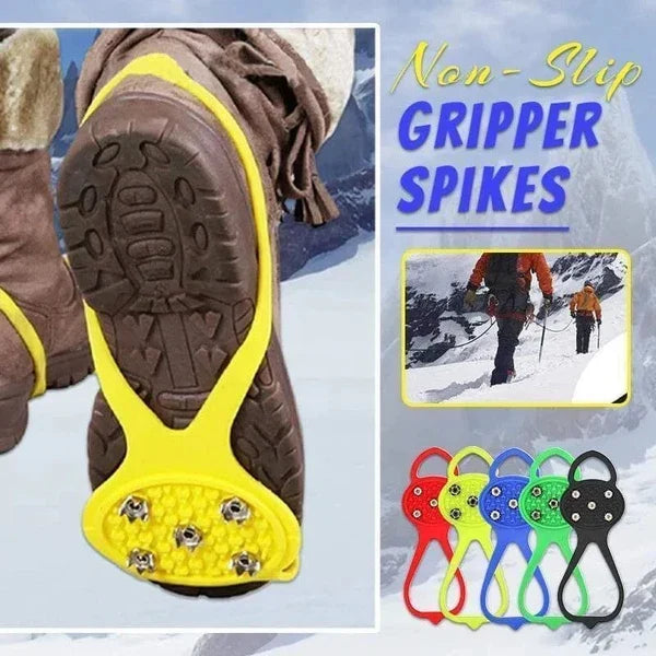 Non-Slip Spikes for Footwear - Ice Crampons with 5 Steel Claws for Hiking and Fishing