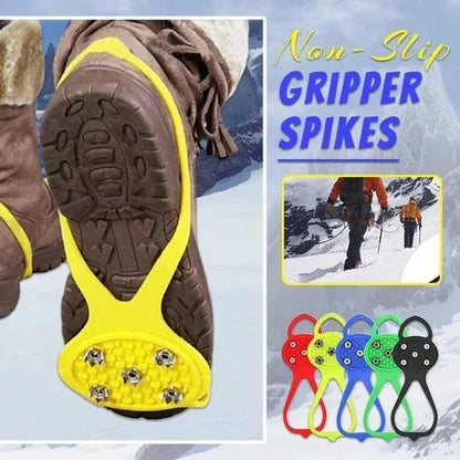 Non-Slip Spikes for Footwear - Ice Crampons with 5 Steel Claws for Hiking and Fishing