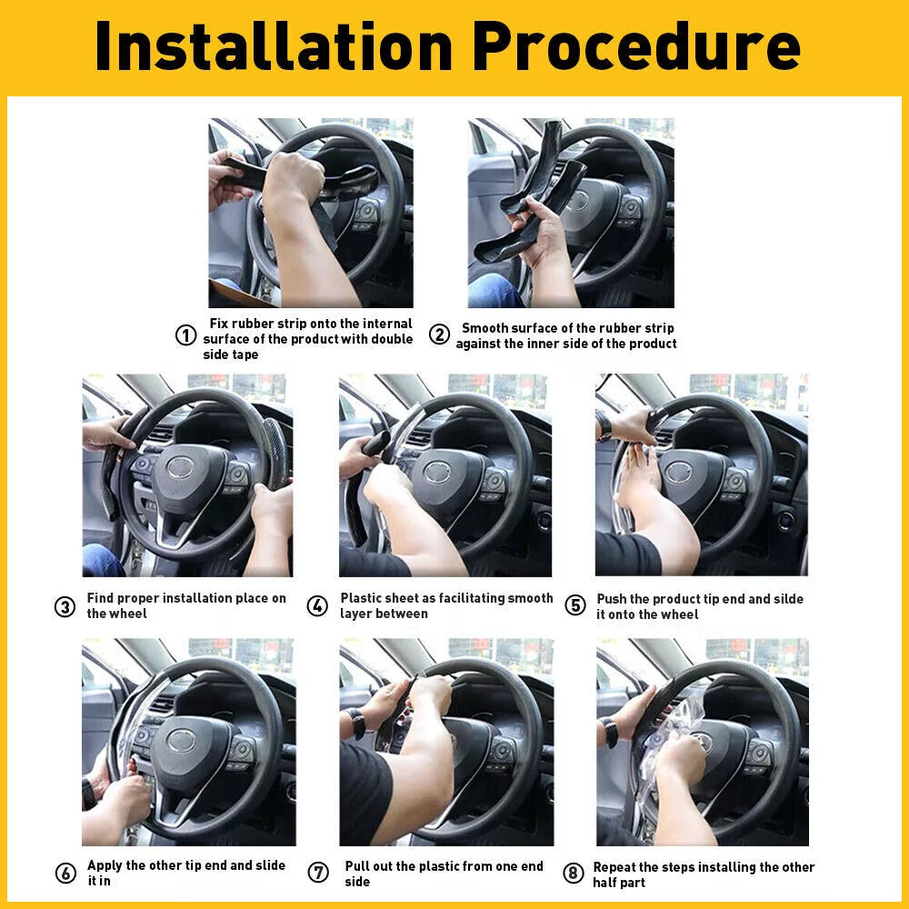 Thin Non-Slip Black Carbon Fiber Steering Wheel Cover for Vehicles