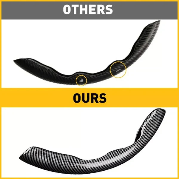 Thin Non-Slip Black Carbon Fiber Steering Wheel Cover for Vehicles
