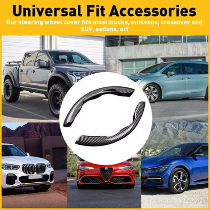 Thin Non-Slip Black Carbon Fiber Steering Wheel Cover for Vehicles