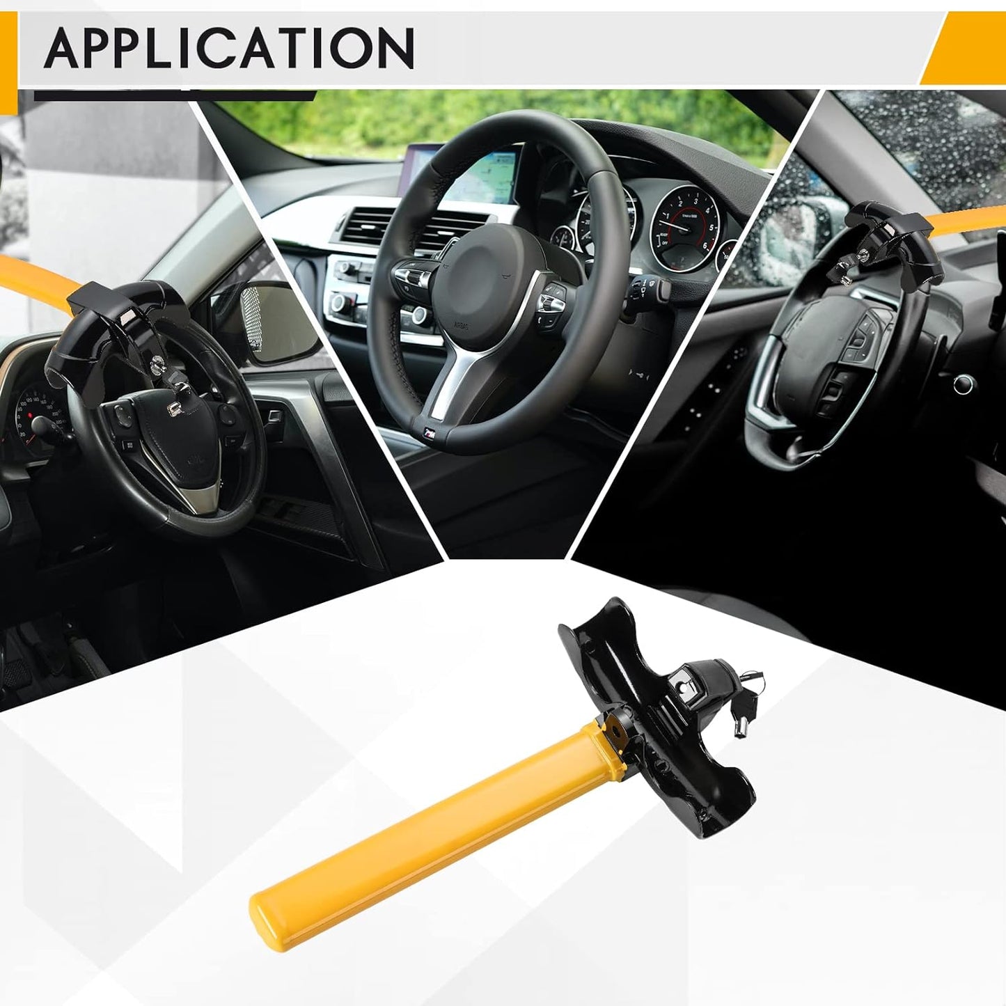 Heavy-Duty Steering Wheel Lock – Quick Install Anti-Theft Security Device