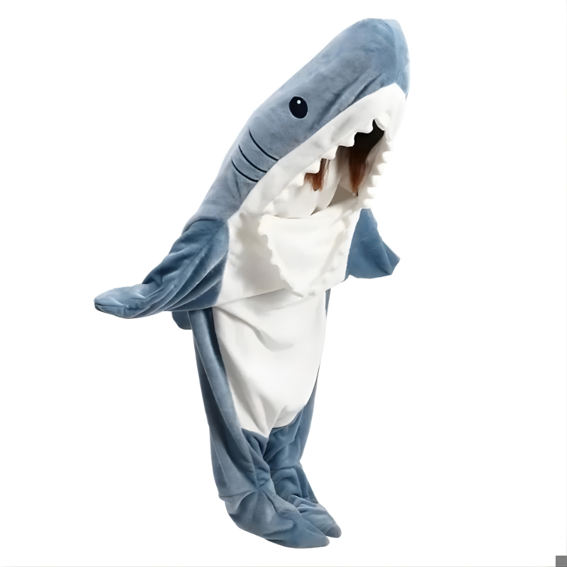 Snuggly Shark-Inspired Hoodie Blanket for Adults, Machine Washable