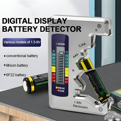 Digital Battery Tester with LCD Screen – Checks AA, AAA, C, D, 9V, and Button Cells
