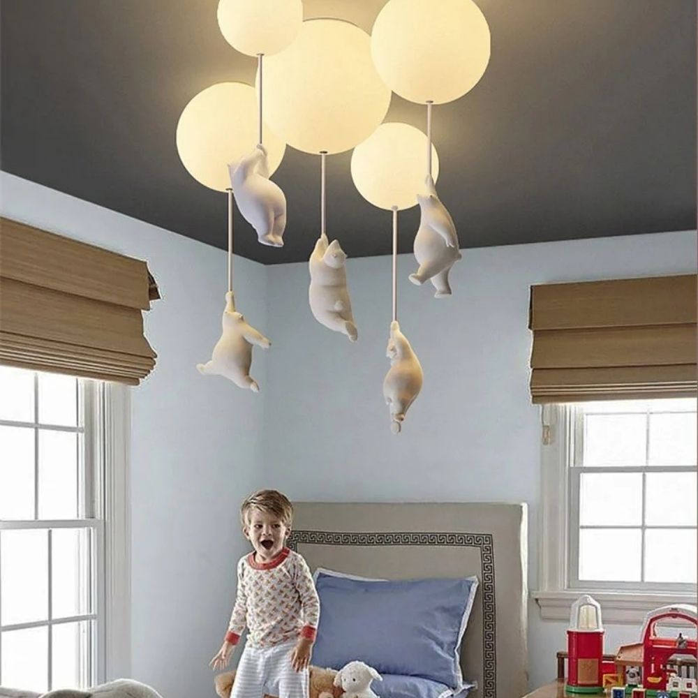 Cheerful Bear Balloon Ceiling Fixture for Children's Spaces