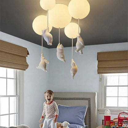 Cheerful Bear Balloon Ceiling Fixture for Children's Spaces
