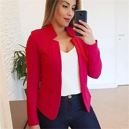 Plus Size Women's Longline Casual Coat with Stand Collar and Straight Sleeves