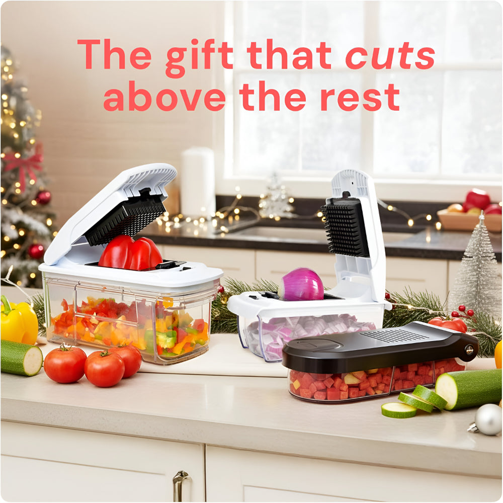 7-in-1 Manual Food Cutter with Interchangeable Blades for Easy Vegetable Chopping