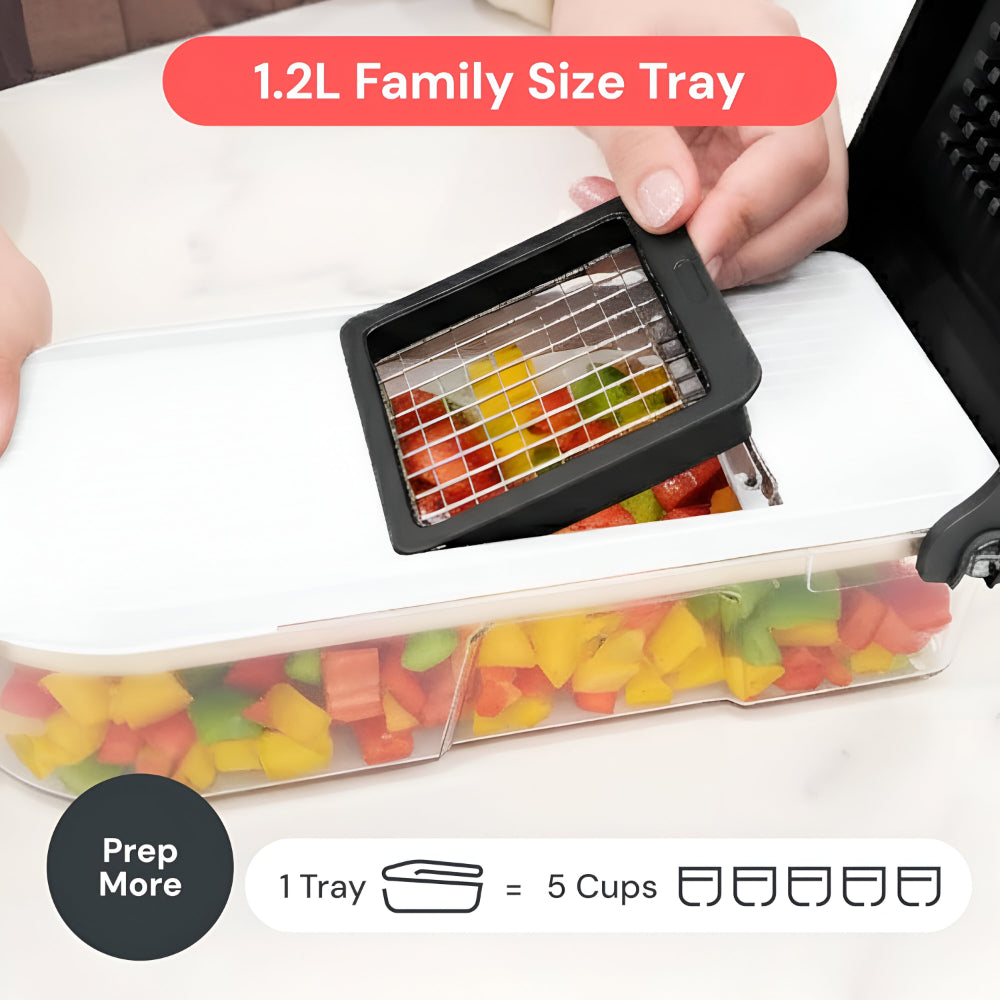 7-in-1 Manual Food Cutter with Interchangeable Blades for Easy Vegetable Chopping