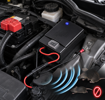 Ultrasonic Rodent Repeller for Vehicle Engine Bays – 12V Battery Operated