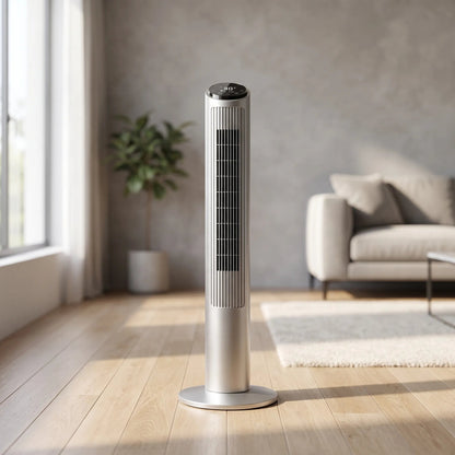 Remote-Controlled Tower Fan with Wi-Fi – Compact Design for Improved Airflow