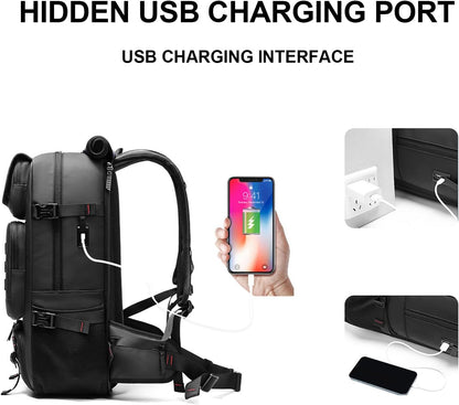 50L Multi-Functional Travel Backpack with USB Charging and Shoe Storage