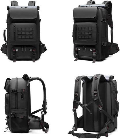 50L Waterproof Backpack for Travel with USB Charging Port and Shoe Storage