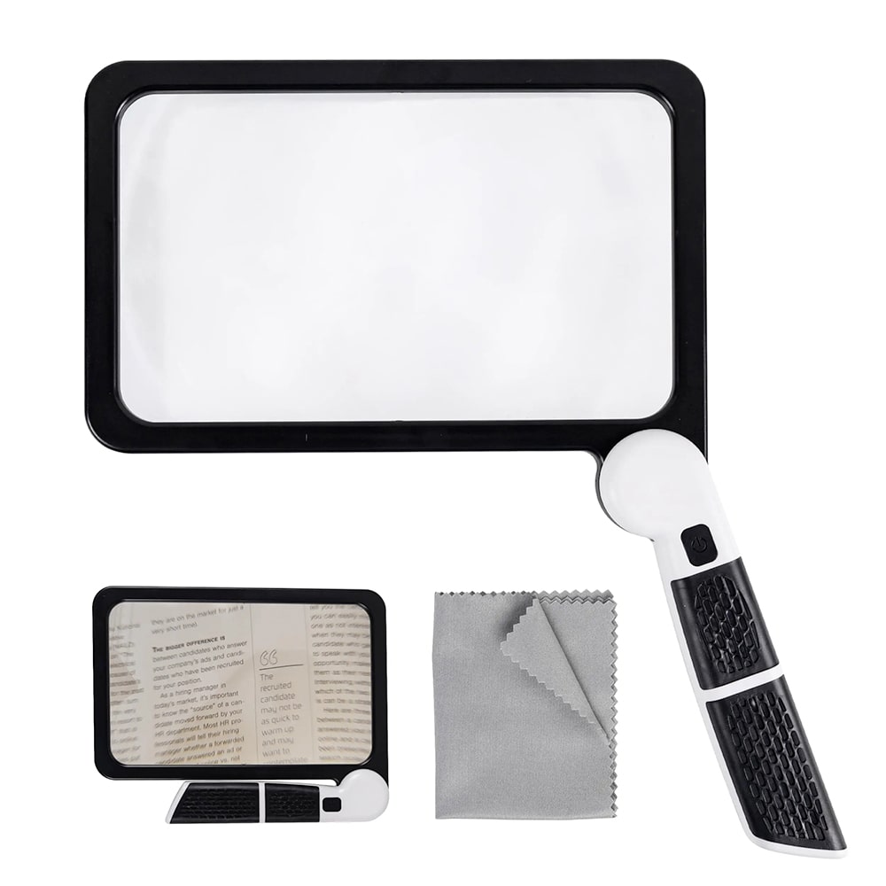 Handheld Magnifier with LED Light – 5X Magnification for Easy Reading