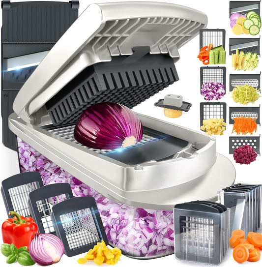 10-in-1 Vegetable Slicer with 8 Blades – Multi-functional Kitchen Tool for Fast Meal Prep