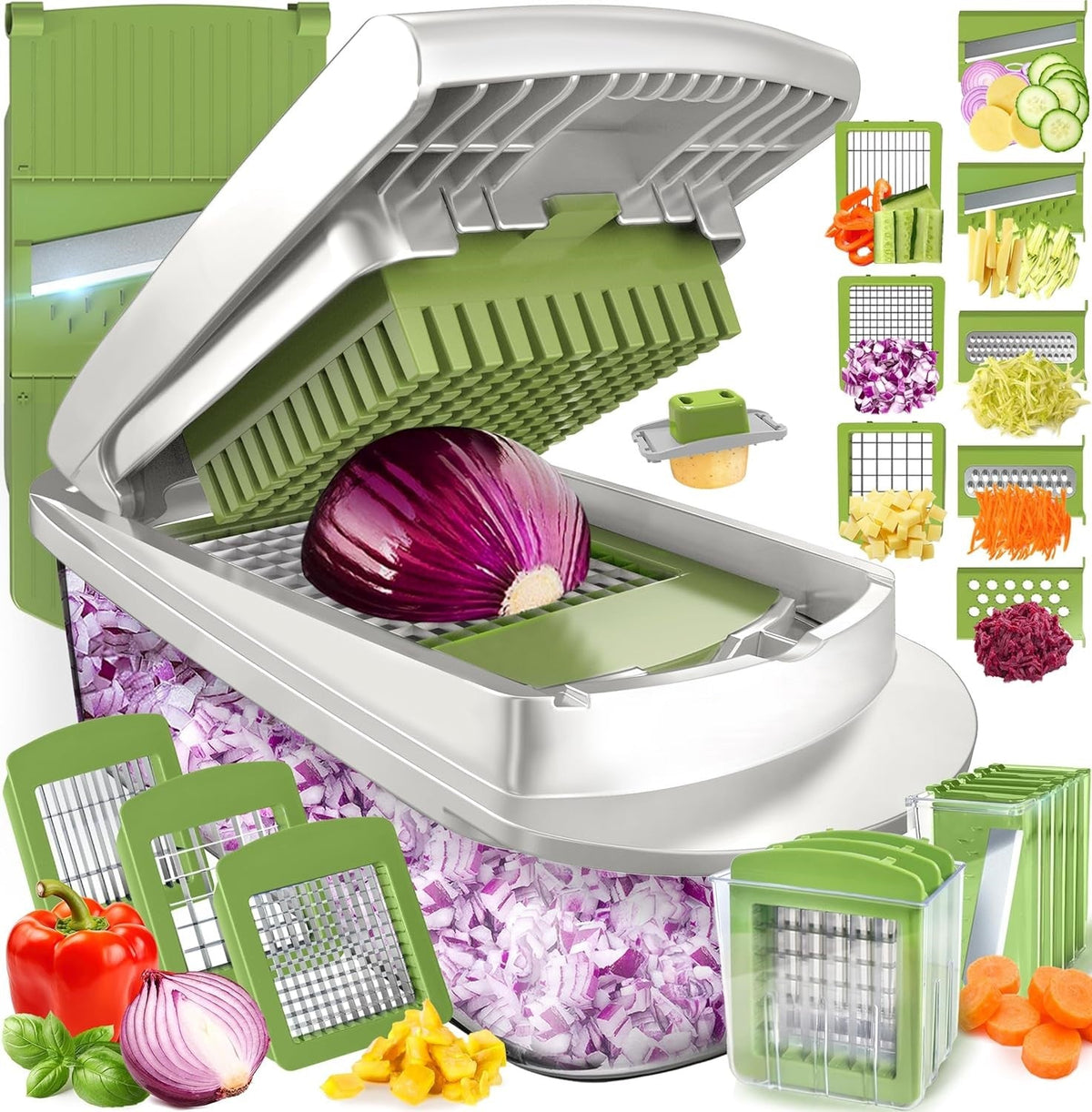 10-in-1 Vegetable Slicer with 8 Blades – Multi-functional Kitchen Tool for Fast Meal Prep