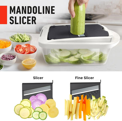 10-in-1 Vegetable Slicer with 8 Blades – Multi-functional Kitchen Tool for Fast Meal Prep