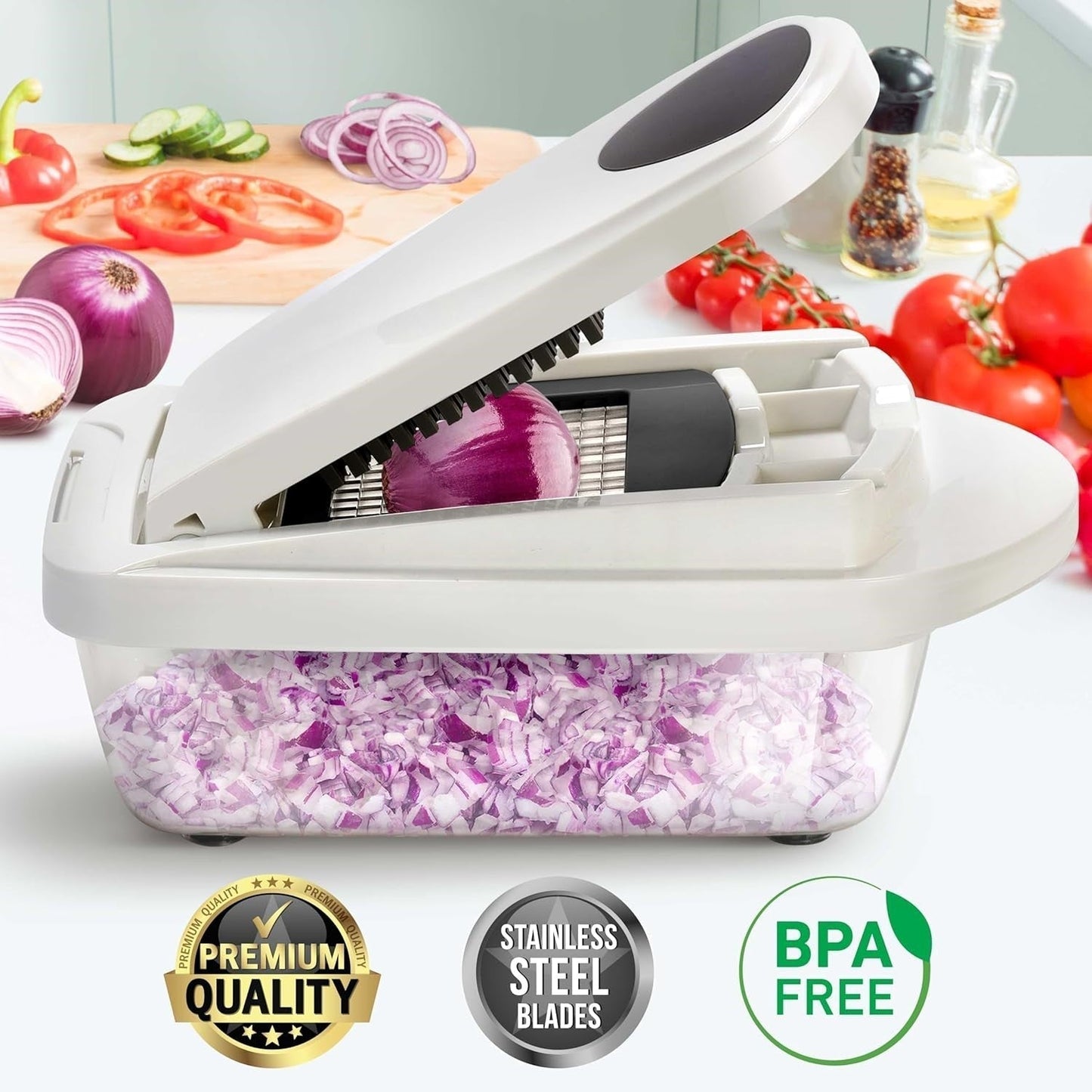 10-in-1 Vegetable Slicer with 8 Blades – Multi-functional Kitchen Tool for Fast Meal Prep