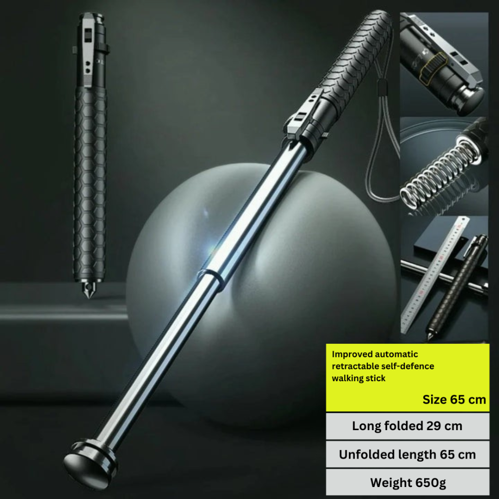 Telescopic Walking Stick for Self-Defense | Compact Design with Anti-Slip Grip