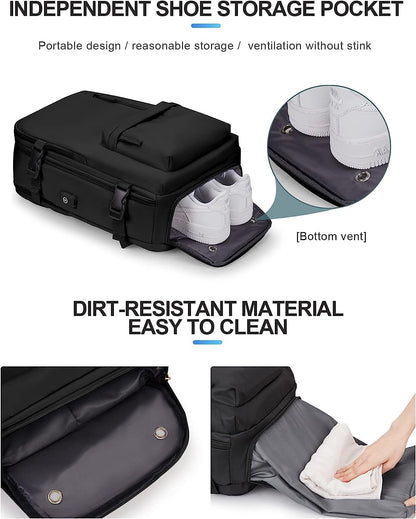 Waterproof Travel Backpack with Shoe Storage & USB Charging Port