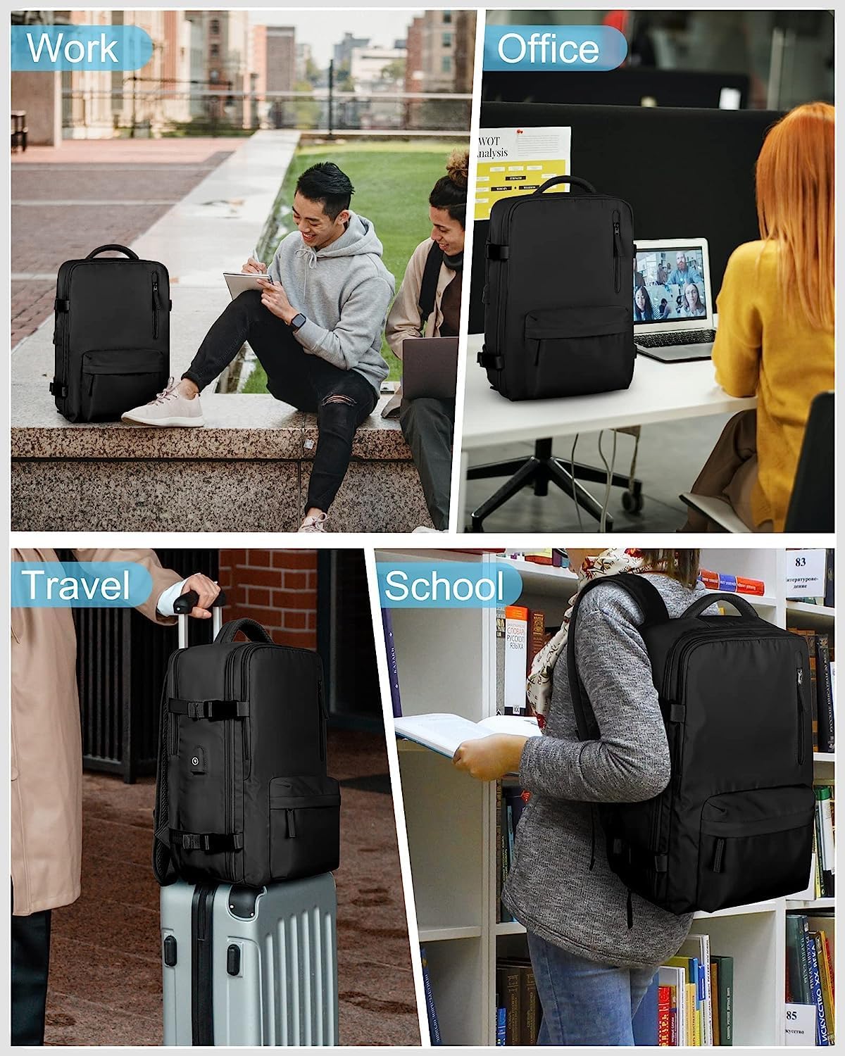 Waterproof Travel Backpack with Shoe Storage & USB Charging Port