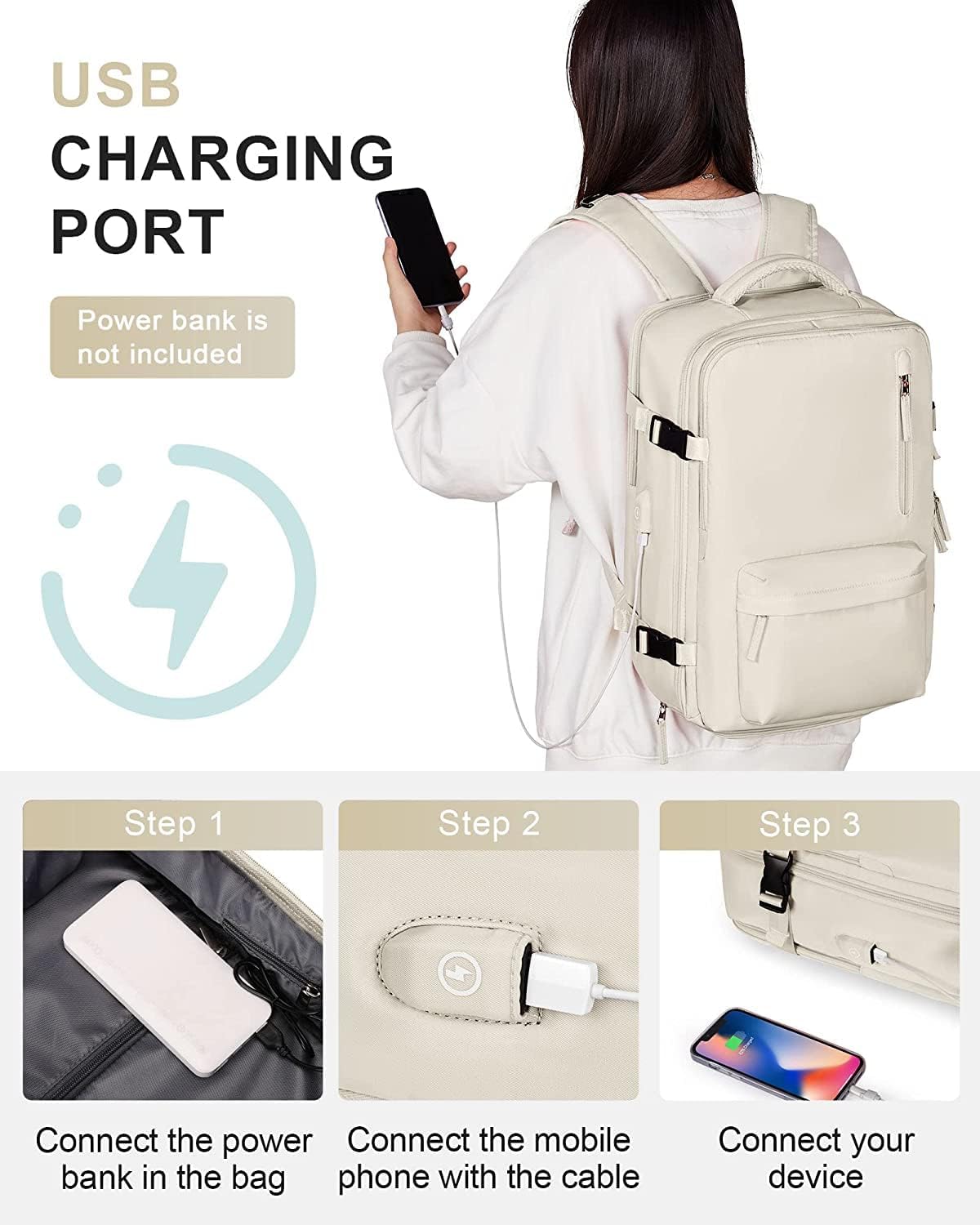 Waterproof Travel Backpack with Shoe Storage & USB Charging Port