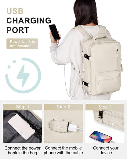 Waterproof Travel Backpack with Shoe Storage & USB Charging Port