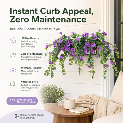 UV-Resistant Faux Morning Glory Vines for Year-Round Color