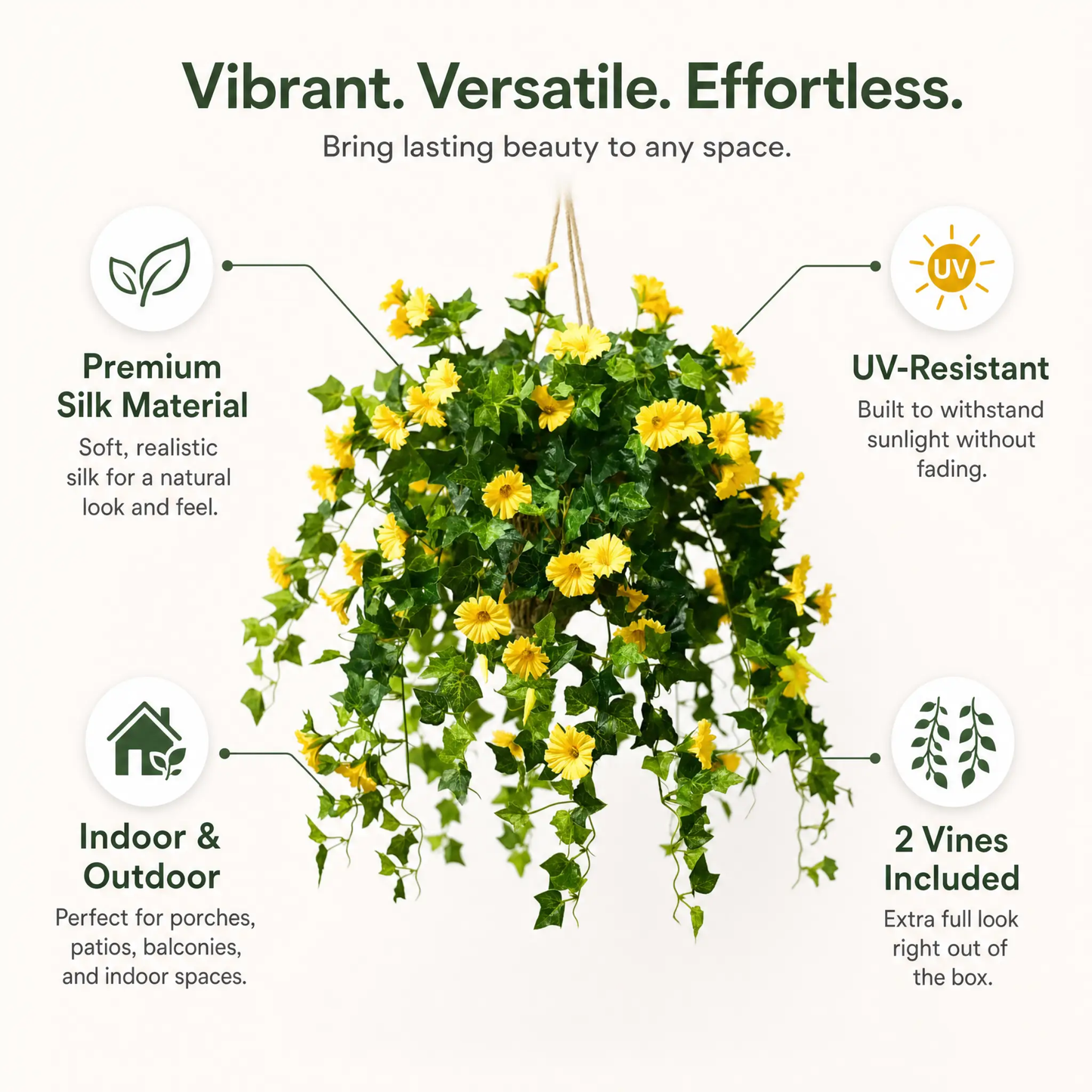 UV-Resistant Faux Morning Glory Vines for Year-Round Color