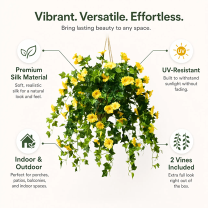 UV-Resistant Faux Morning Glory Vines for Year-Round Color