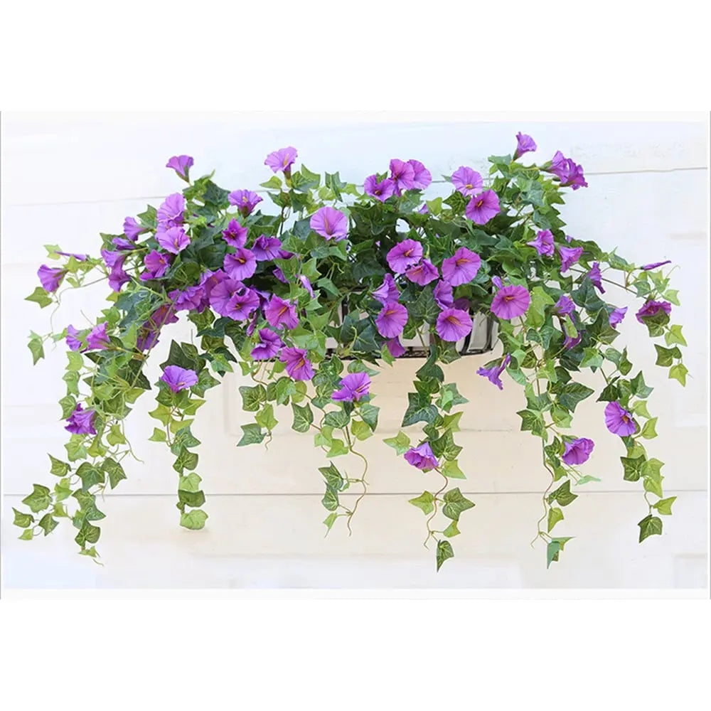 UV-Resistant Faux Morning Glory Vines for Year-Round Color
