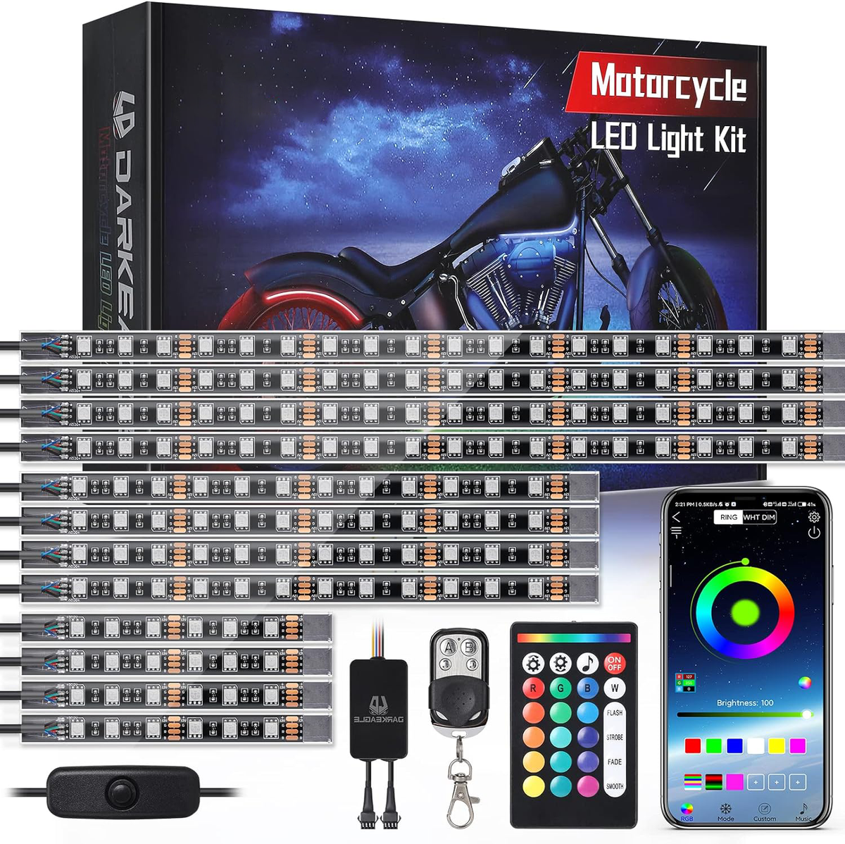 12-Piece Motorcycle LED Light Set for Brake and Turn Signals - Enhanced Visibility