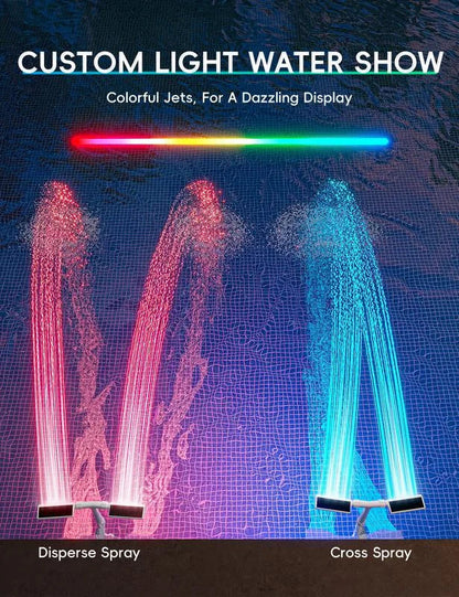 Solar Pool Fountain with RGB LED Lights and Remote Control – Dual Arch Design for Stunning Night Displays