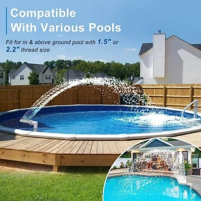 Solar Pool Fountain with RGB LED Lights and Remote Control – Dual Arch Design for Stunning Night Displays