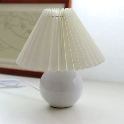 Vintage Fabric Table Lamp with Pleated Design