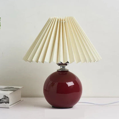 Vintage Fabric Table Lamp with Pleated Design