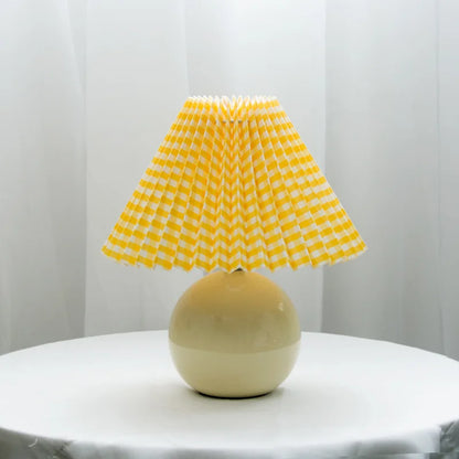 Vintage Fabric Table Lamp with Pleated Design