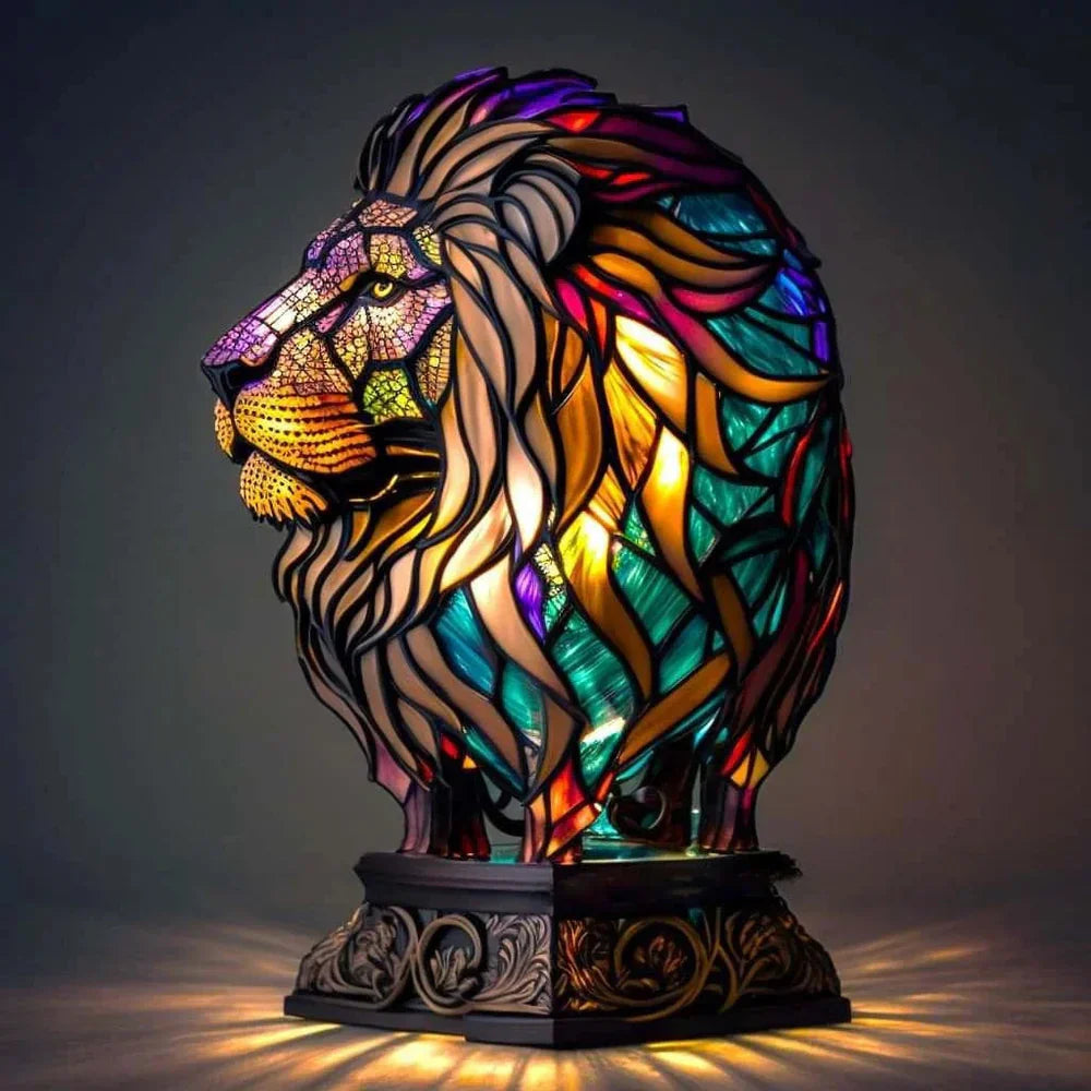 Artistic Lamp with Stained Glass and Unique Animal Designs for Cozy Lighting
