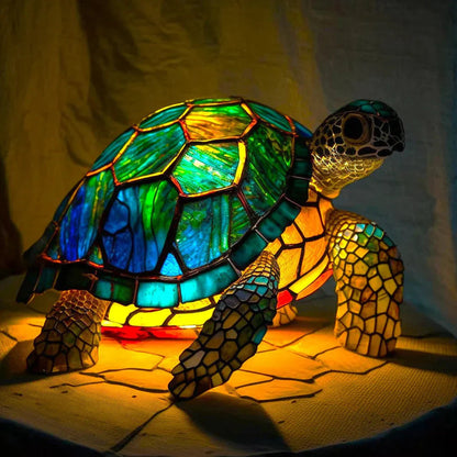 Artistic Lamp with Stained Glass and Unique Animal Designs for Cozy Lighting