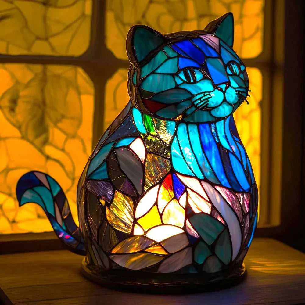 Artistic Lamp with Stained Glass and Unique Animal Designs for Cozy Lighting