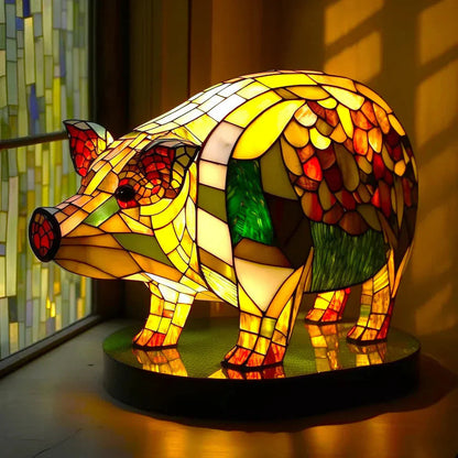 Artistic Lamp with Stained Glass and Unique Animal Designs for Cozy Lighting