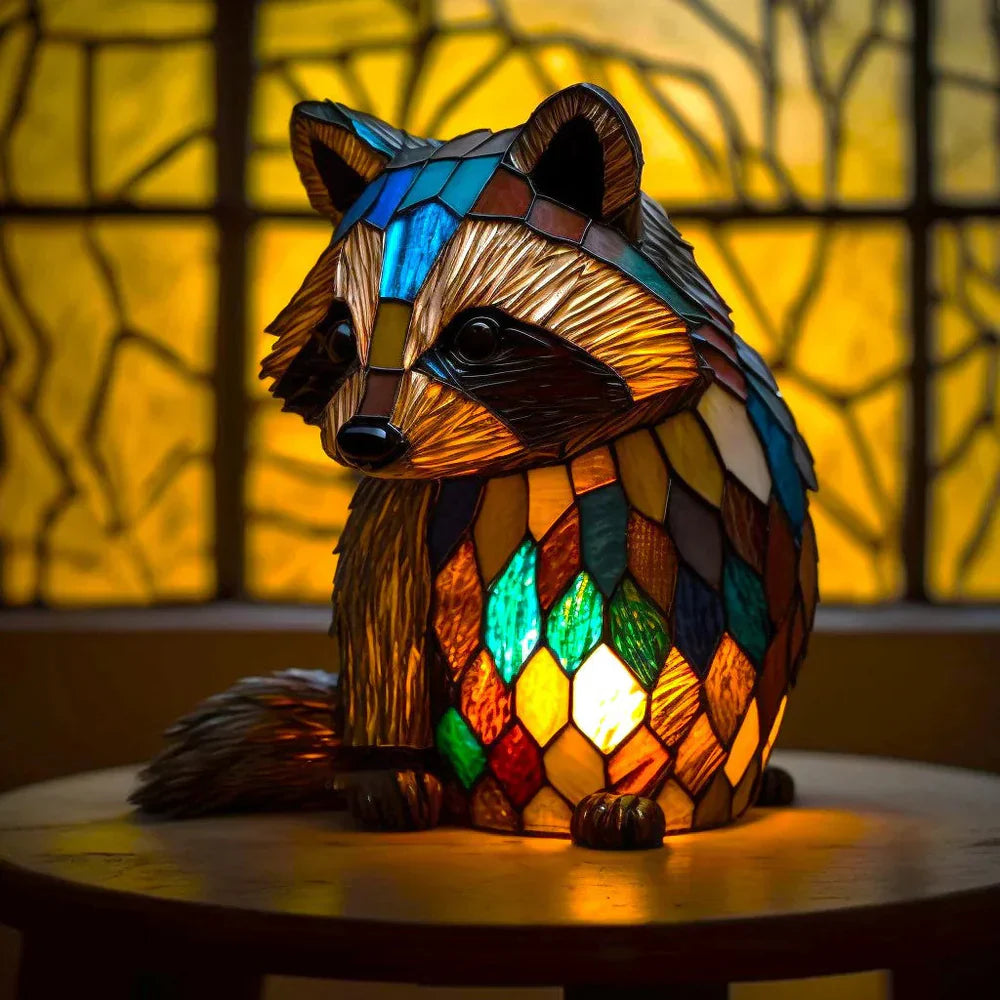 Artistic Lamp with Stained Glass and Unique Animal Designs for Cozy Lighting