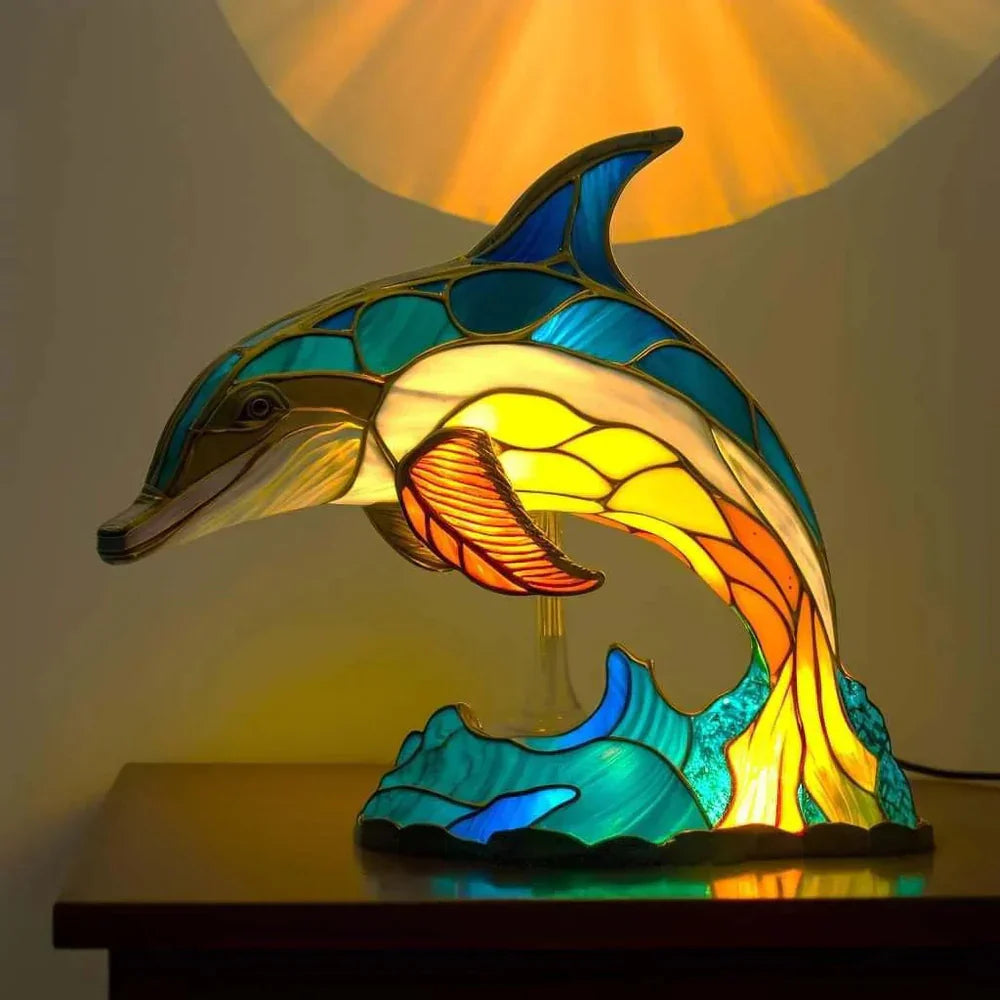 Artistic Lamp with Stained Glass and Unique Animal Designs for Cozy Lighting