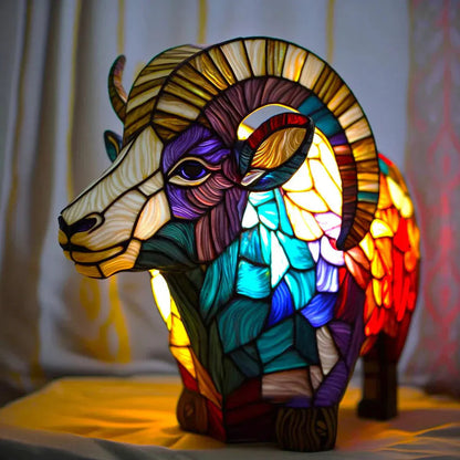 Artistic Lamp with Stained Glass and Unique Animal Designs for Cozy Lighting