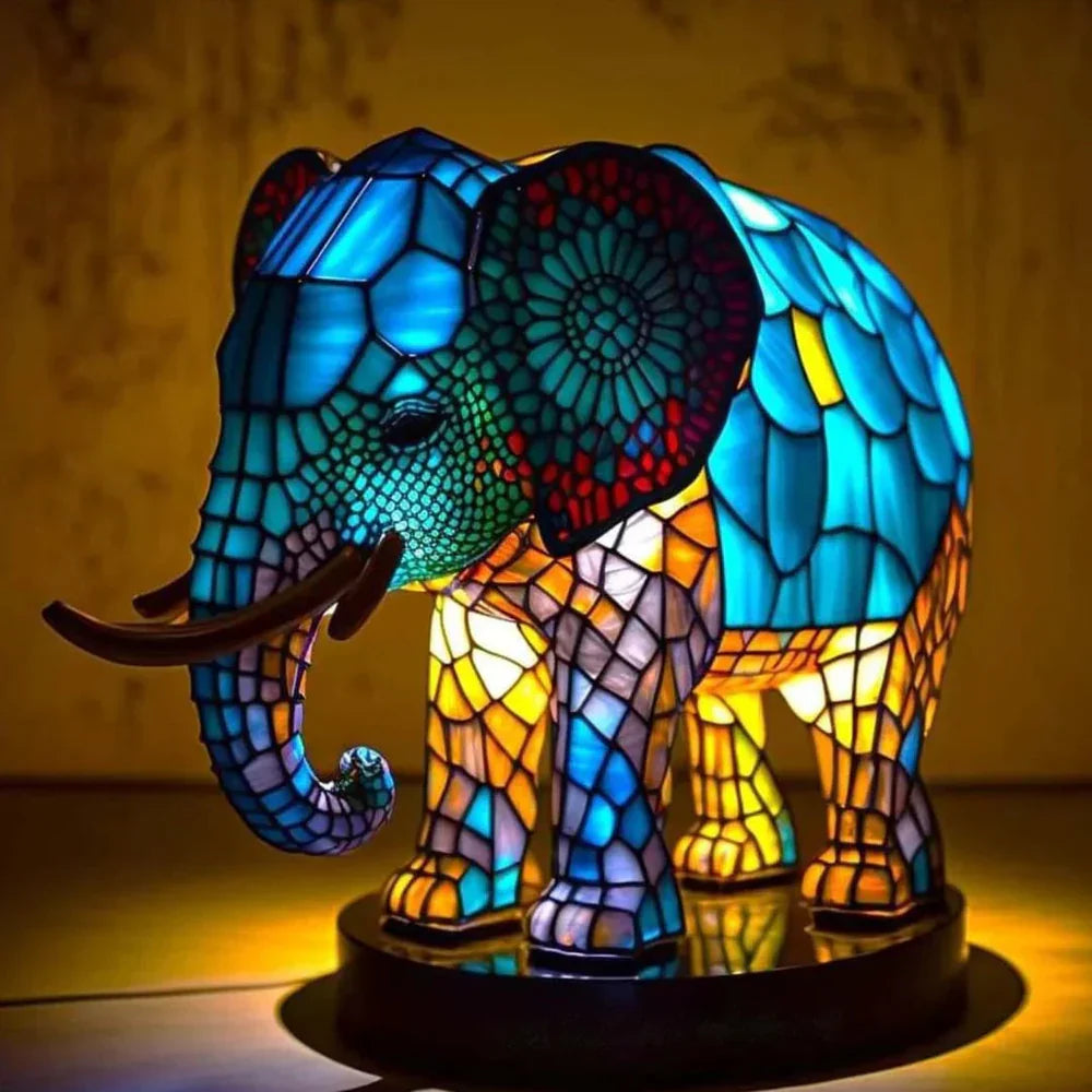 Artistic Lamp with Stained Glass and Unique Animal Designs for Cozy Lighting