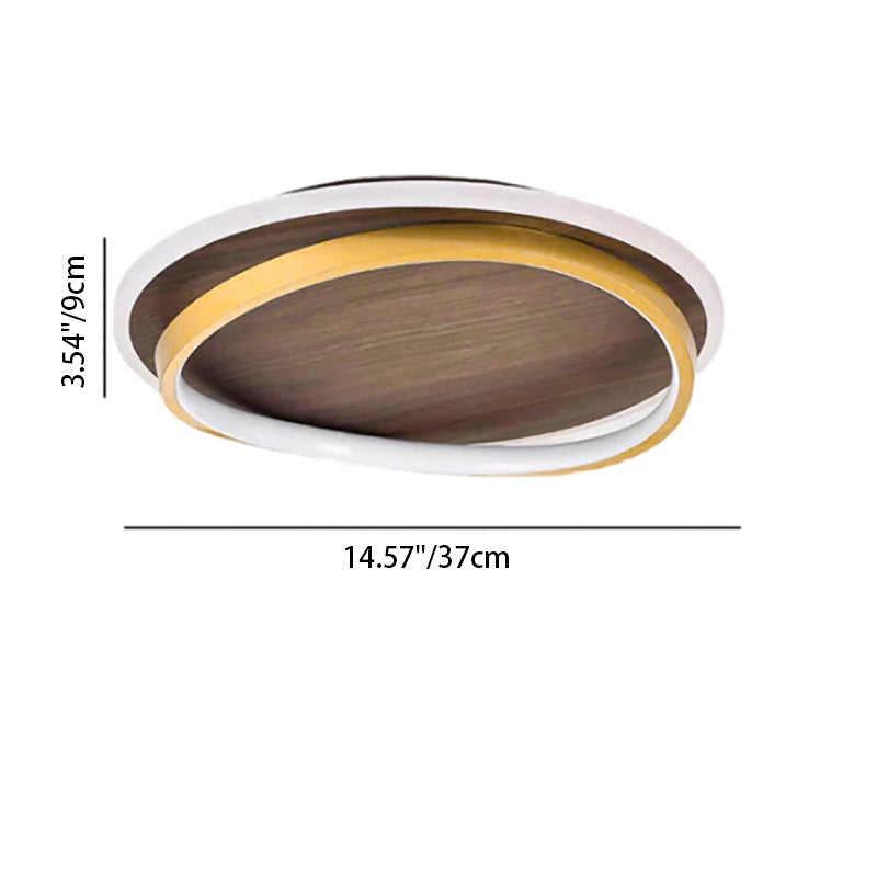 Contemporary LED Flush Mount Ceiling Light Fixture in Walnut Finish