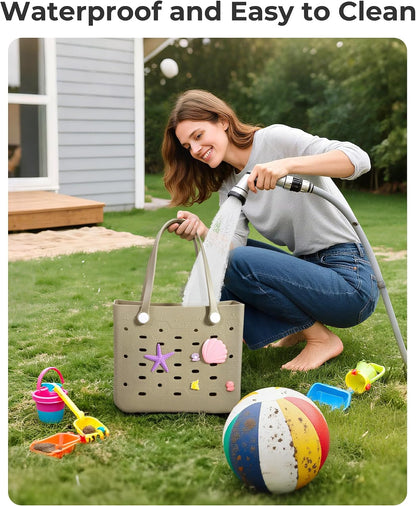 Chic Beach Tote with Removable Wet Pocket – Water-Resistant for Outdoors