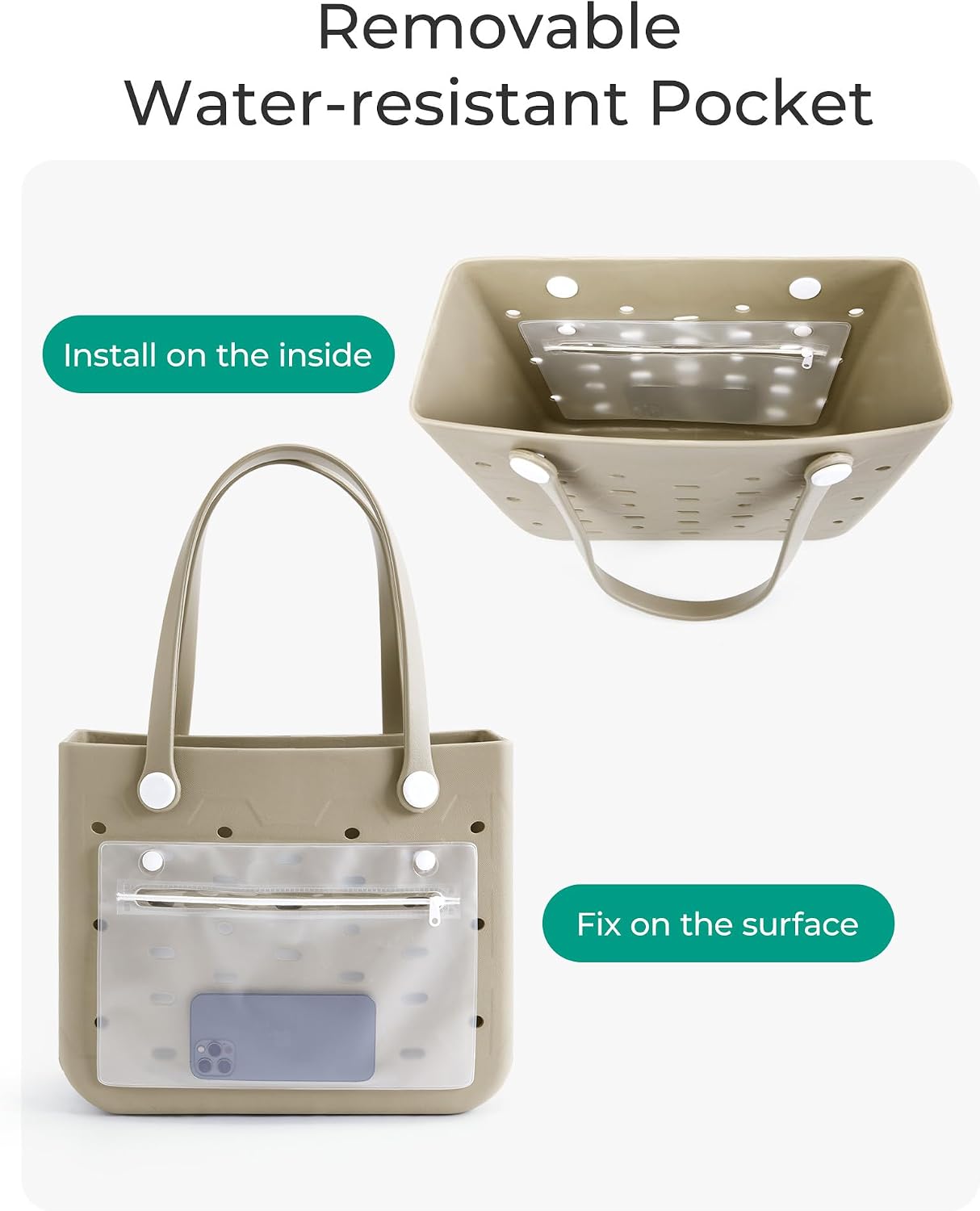 Chic Beach Tote with Removable Wet Pocket – Water-Resistant for Outdoors