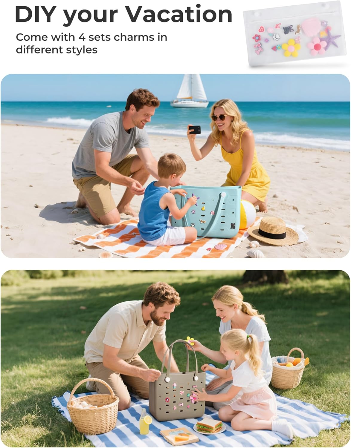 Chic Beach Tote with Removable Wet Pocket – Water-Resistant for Outdoors