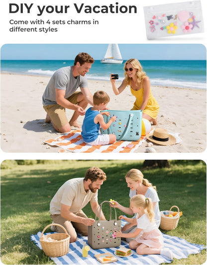 Chic Beach Tote with Removable Wet Pocket – Water-Resistant for Outdoors